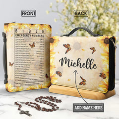 Bible Emergency Number Butterfly Sunflower Bible Cover