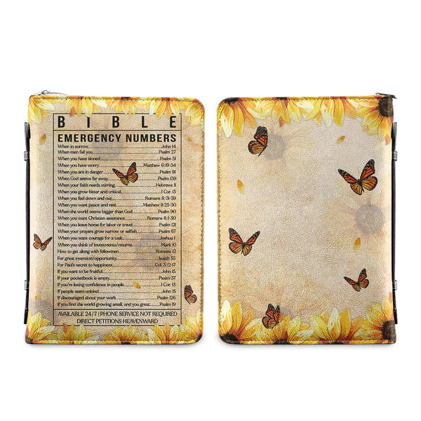 Bible Emergency Number Butterfly Sunflower Bible Cover