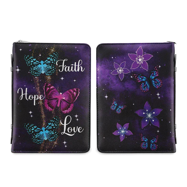 Faith Hope Love Purple Butterfly Bible Cover