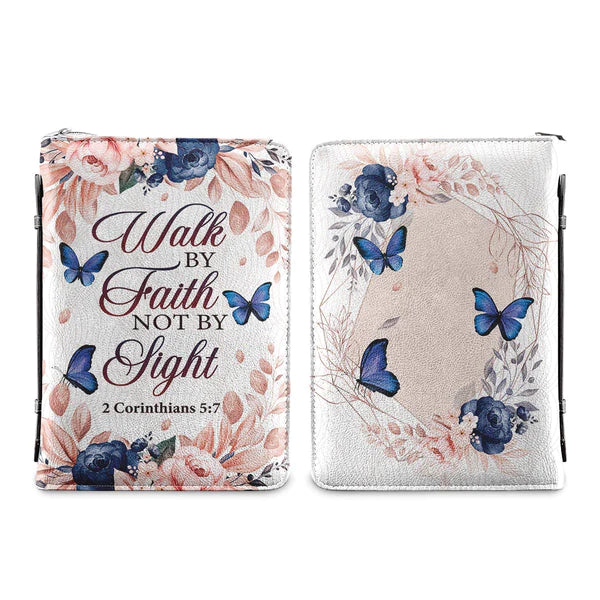 Walk By Faith Not By Sight White Butterfly Bible Cover