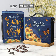 Walk By Faith Not Butterfly Sunflower Bible Cover