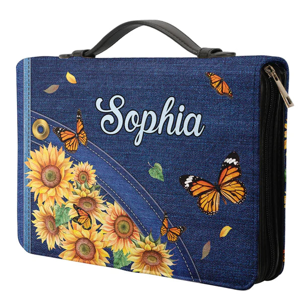 Walk By Faith Not Butterfly Sunflower Bible Cover