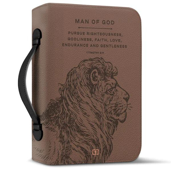 Man Of God - Brown Lion Fight Bible Cover