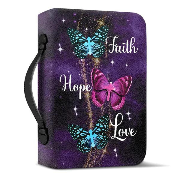 Faith Hope Love Purple Butterfly Bible Cover