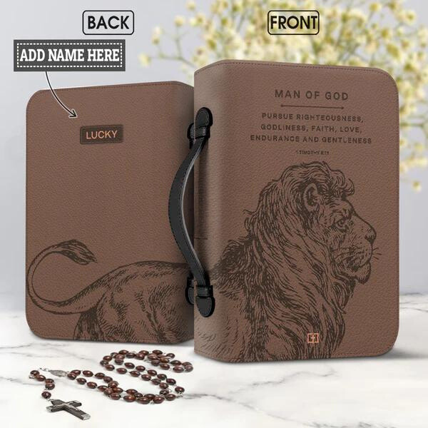 Man Of God - Brown Lion Fight Bible Cover