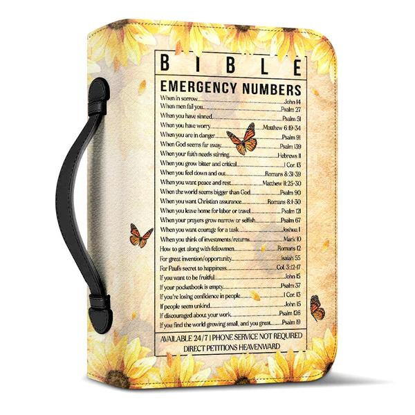 Bible Emergency Number Butterfly Sunflower Bible Cover