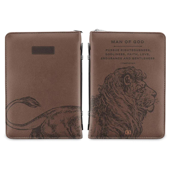 Man Of God - Brown Lion Fight Bible Cover