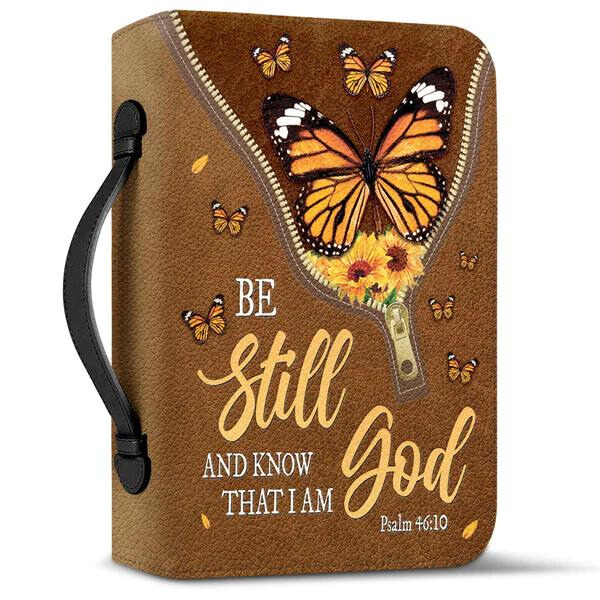 Be Still And Know That I Am God Butterfly Leather Style Psalm 46:10 Bible Cover